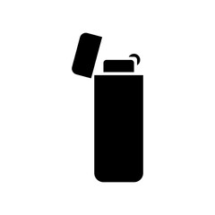 simple lighter icon. black silhouette gas fire tool isolated 