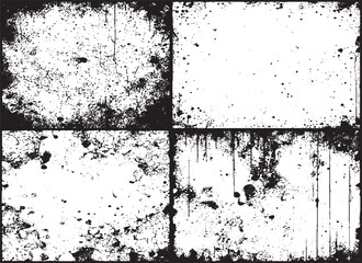 Grunge Splatter Texture Set &ndash; Black and White Ink Drip, Dust, and Dirty Surface Overlay Backgrounds