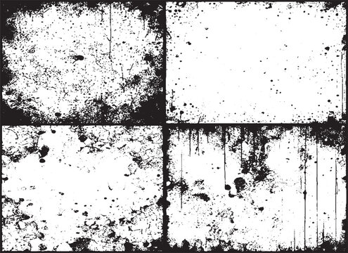 Grunge Splatter Texture Set &ndash; Black and White Ink Drip, Dust, and Dirty Surface Overlay Backgrounds