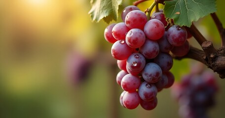 Ripe Grape Cluster on Branch