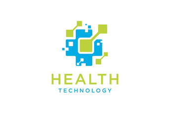 plus logo design template and digital technology, medical technology symbol logo, health clinic technology creative vector