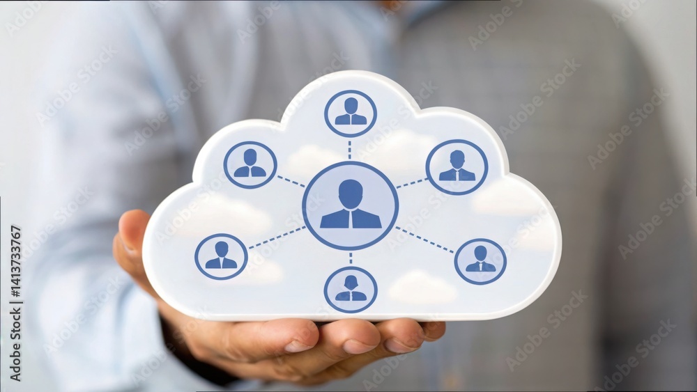 Poster workforce icons representation in cloud data illustration
