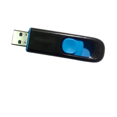 Black and Blue USB Flash Drive Isolated on Transparent Background