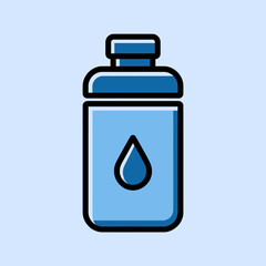 Obraz premium Blue Water Bottle Vector Icon with Droplet, Hydration Concept Design