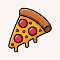 Cartoon Pizza Slice with Pepperoni, Cute and Appetizing Illustration