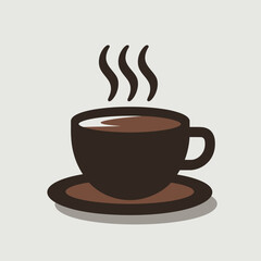 Obraz premium Steaming Coffee Cup Icon - Dark Brown Beverage with Vapor Trails