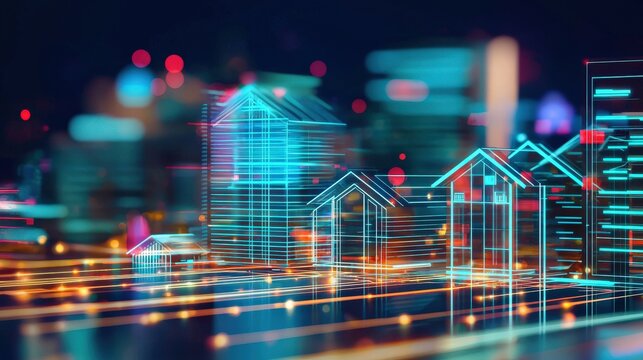 A futuristic AI-driven real estate search interface, Real Estate Advertising on Marketing and Media Usage