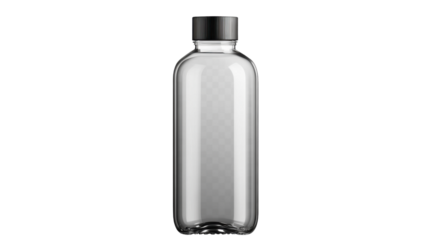 Clear Bottle of Water: A sleek and minimalist photograph capturing a transparent glass bottle of pure, refreshing water. The bottle's form, clean and modern, is accentuated by its pristine state.