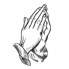 black color design sketch of praying hands