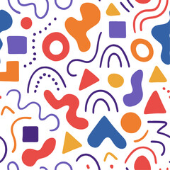 Fototapeta premium Colorful Seamless Abstract Vector Pattern with Funky Geometric and Organic Shapes