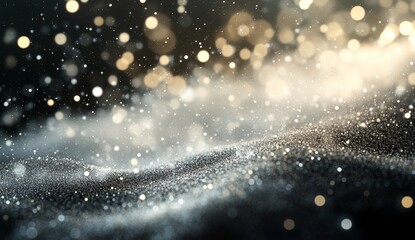 Sparkling glitter wave with bokeh lights.