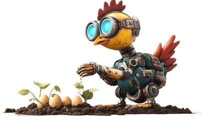 Creative conceptual illustrations of eggs, chickens