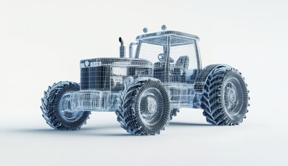 Obraz premium 3D Model Farm Tractor Wireframe