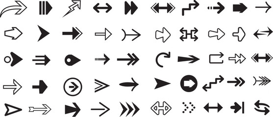 arrow icon collection, silhouette of vector arrow icons, various arrow vector designs, various arrows set