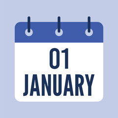 1 January Calendar, Isolated Vector Calendar.