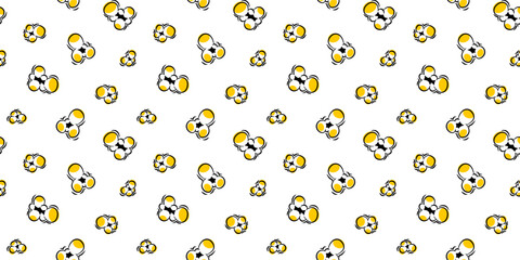 Popcorn pattern Background. doodle popcorn. popcorn seamless pattern background. Popcorn pattern for packaging snacks. Popcorn fluffy flakes pattern.