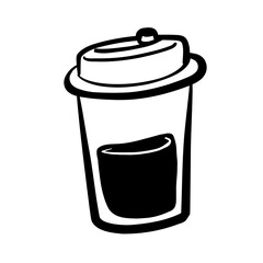 Cup of Coffee Tools Coloring Line Art Illustration for Beverage Enthusiasts, Menu Cafe Design, and Coffeeshop