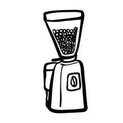 Coffee Grinder Coffee Tools Coloring Line Art Illustration for Beverage Enthusiasts, Menu Cafe Design, and Coffeeshop