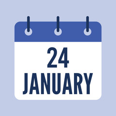 24 January Calendar, Isolated Vector Calendar.