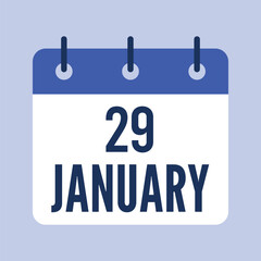 29 January Calendar, Isolated Vector Calendar.