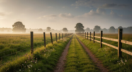 Fototapeta premium sunset over the field