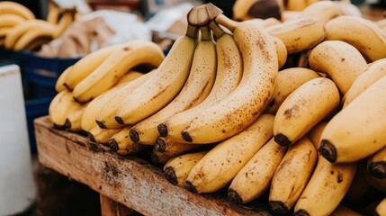 Ripe bananas displayed at outdoor market stall