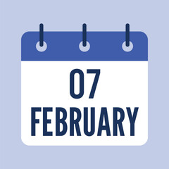 7 February Calendar, Isolated Vector Calendar.