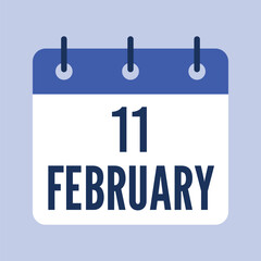 11 February Calendar, Isolated Vector Calendar.