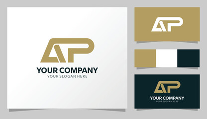 Elegant "AP" Monogram Logo in Gold and Dark Theme Style