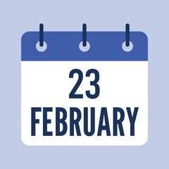 23 February Calendar, Isolated Vector Calendar.