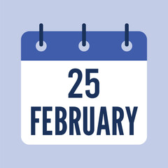 Fototapeta premium 25 February Calendar, Isolated Vector Calendar.