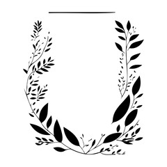 Monochrome Botanical Frame with Elegant Leaflets