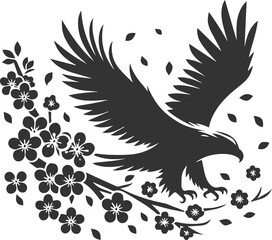 Vector silhouette of a bird eagle