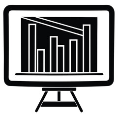 Isolated Bar Graph on Screen on White Background