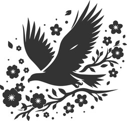 Vector silhouette of a bird eagle