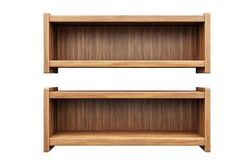 Two wooden shelves isolated on white background