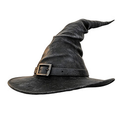Black Wizard Hat with Buckle Front