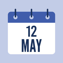 12 May Calendar, Isolated Vector Calendar.