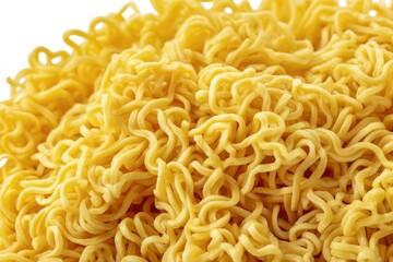 Close-up of Uncooked Instant Ramen Noodles Against White Background