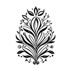 Elegant Floral Motif with Curvilinear Elements