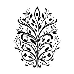 Decorative Floral Motif in Black and White Style