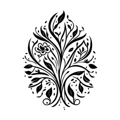Elegant Black Floral Ornament Vector Illustration
