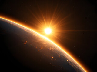 Obraz premium our sun from space, earth foreground :: space photography 8k 