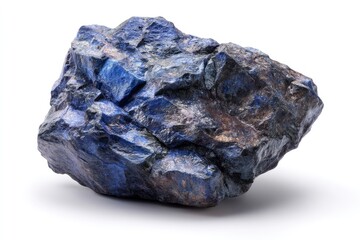Obraz premium Lapis Lazuli Rough Stone Specimen on White Background for Geology Studies