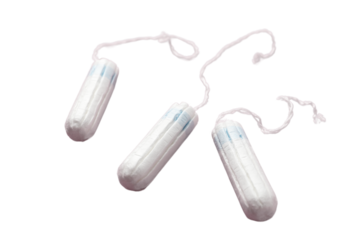 Feminine hygiene and menstruation, Tampons and feminine hygiene products displayed together, isolated on white, PNG