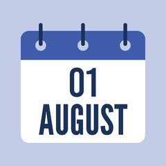 1 August Calendar, Isolated Vector Calendar.