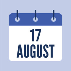 17 August Calendar, Isolated Vector Calendar.