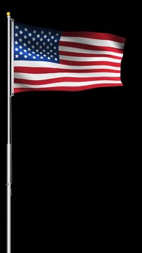 waving flag of usa.flag of america on transparent background.american flag flying animation