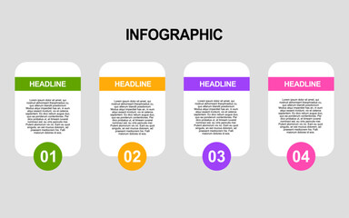 This infographic has four steps for a process or time line.