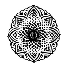 Monochrome Meditative Floral Round Ornament Art